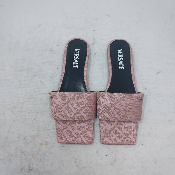 VERSACE LOGO PINK FLAT SANDAL - Picture 1 of 10